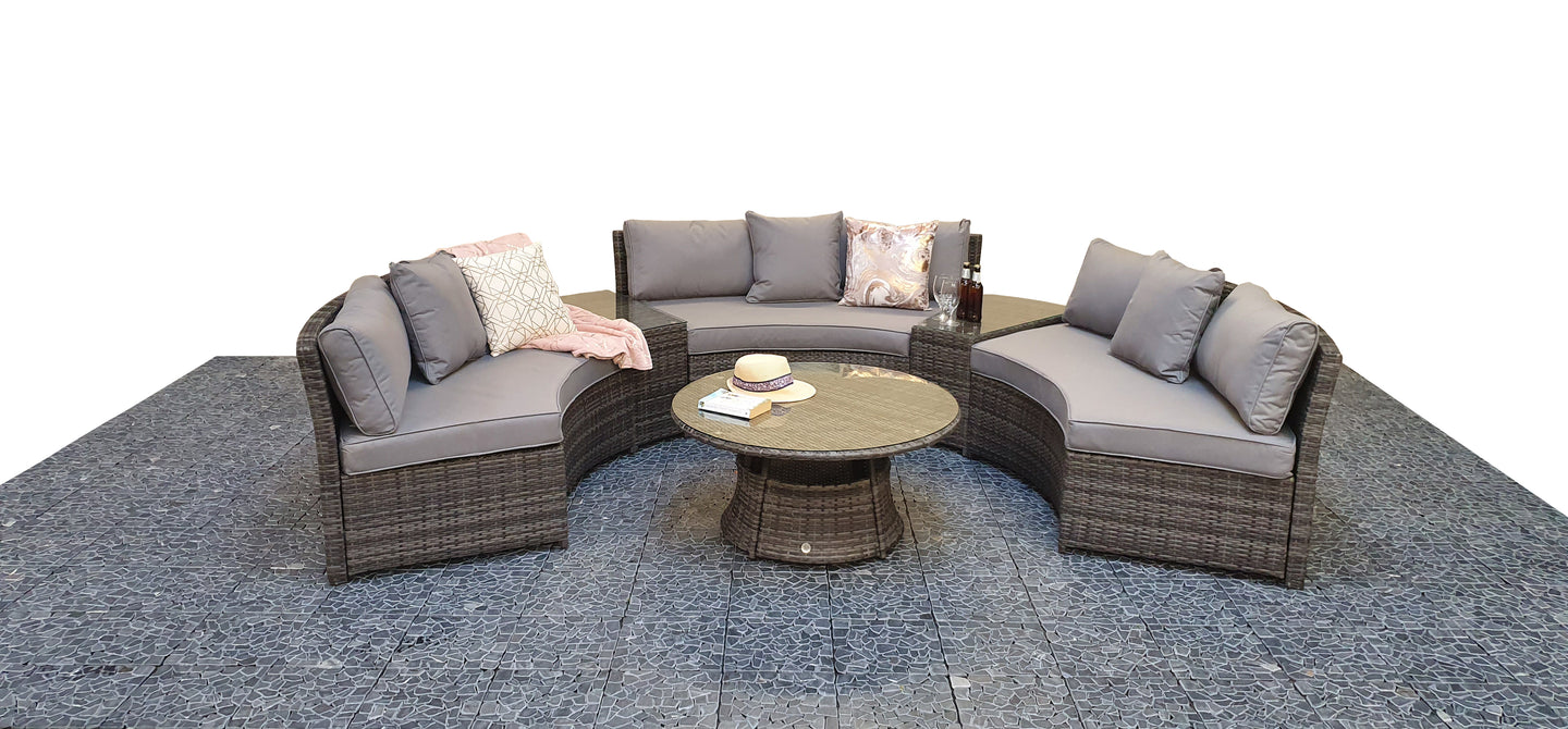 Signature Weave - Outdoor Furniture - Juliet - Half Moon Sofa Set In Mixed Grey